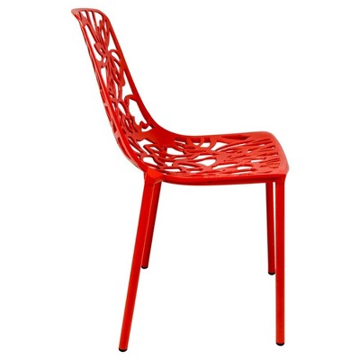 Devon Red Aluminum Outdoor Flower Design Dining Chair