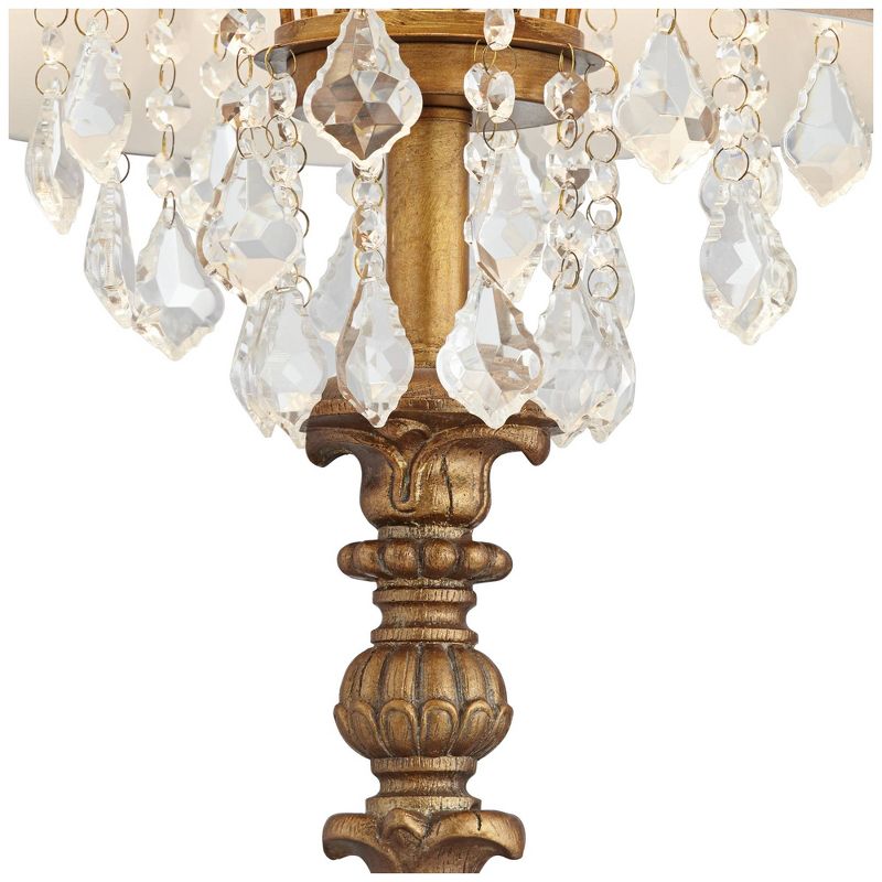 Barnes and Ivy Duval Traditional Table Lamp 33" Tall Aged Gold Candlestick Crystal Fabric Bell Shade for Bedroom Living Room Bedside Office Family, 3 of 10
