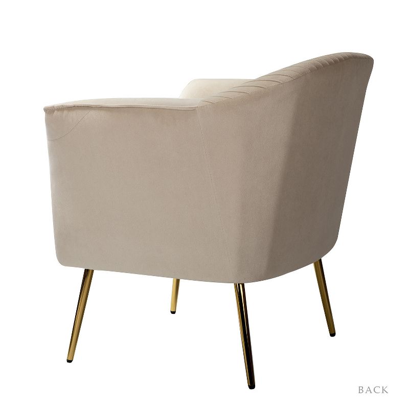 Velvet Barrel Chair with Goden Base  | Karat Home-TAN, 4 of 11