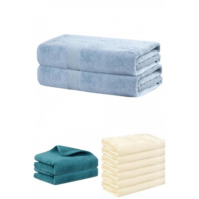 REGALWOVEN Absorbent Solid Bath Hand Face Cloths Cotton Towels 3 Piece Sets