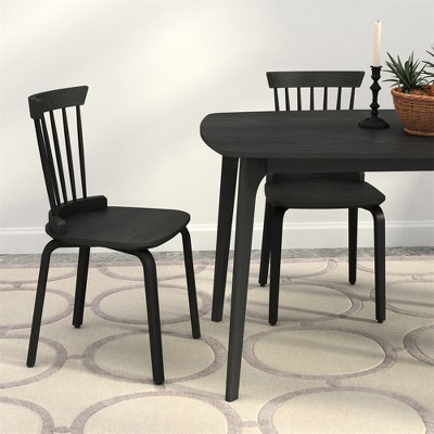 Wooden Dining Chair Set of 2, Spindle High Back Kitchen Side Chairs with 4 Legs for Home Restaurant Apartment
