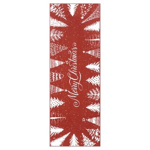 Merry Christmas Welcome Rug, Winter Holiday Decorative Rug Non Slip, Soft Low Pile Accent Decor Rugs for Bedroom Living Room - 1 of 4