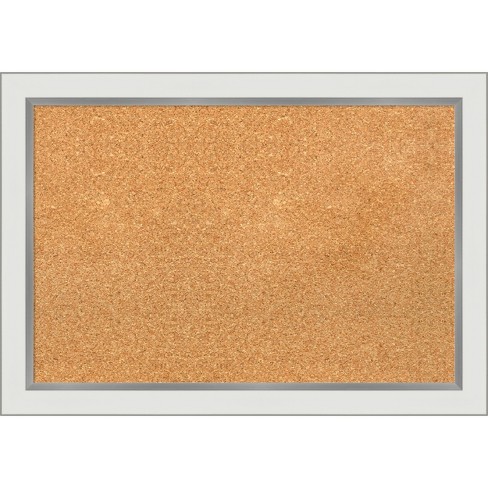 Amanti Art Natural Cork Board Framed Eva White Silver Narrow Bulletin ...