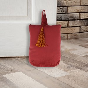 Evideco French Home Goods Velvet Fabric Weighted Door Stop – 2.3 lbs with Tassel Accent, Decorative & Functional – Easy Placement with Handle - 1 of 4