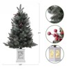 3ft Pre-Lit Mini Christmas Tree, Tabletop Artificial Xmas Tree with 78 Led Lights, Snow Flocked or Nordic Spruce, For Home and Office - 2 of 4