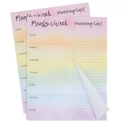 Paper Junkie 2 Pack Rainbow Magnetic Grocery Shopping To Do List Notepads for Fridge, 7x9 in