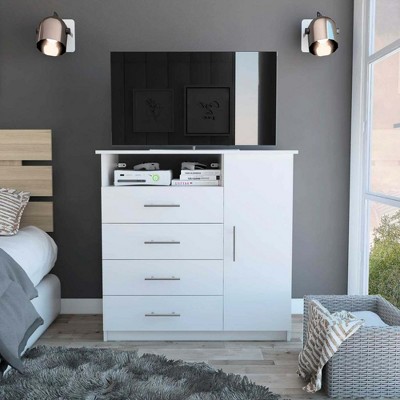 NicBex 4-Drawer Dresser or TV Stand Multi-Functional Storage Unit with Open Shelf, Holds 47" TV or Clothes Organizer, Space-Saving for Bedroom