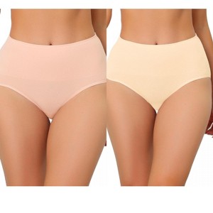 Allegra K Women's High Waist Shaping Tummy Control Breathable Briefs 2 Packs - 1 of 4