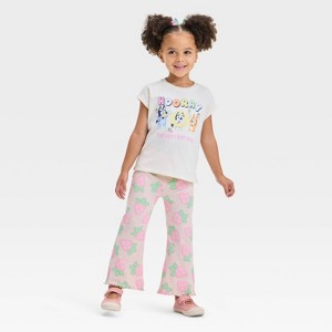 Toddler Girls' 2pc Bluey Strawberry Hooray Top & Pants Set - Cream/Orange - 1 of 4