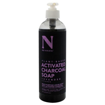 Dr. Natural Activated Charcoal Liquid Soap - Anti Acne and Blemishes - Deep Cleansing Body Wash - Gentle Body Soap for Clear Skin - Lavender - 16 oz