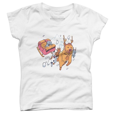 Girl's Design By Humans Christmas santa cat By ArtStyleAlice T-Shirt