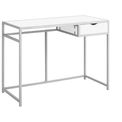 Monarch Specialties Computer Desk Home Office Laptop Storage Drawer 42InchL Work Metal Laminate White Grey Contemporary Modern