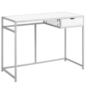 Monarch Specialties Computer Desk Home Office Laptop Storage Drawer 42InchL Work Metal Laminate White Grey Contemporary Modern - 1 of 4