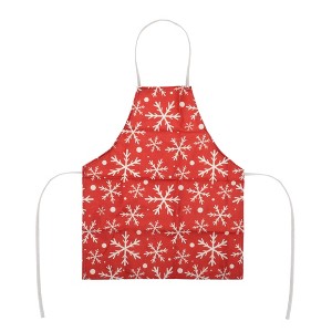Unique Bargains Christmas Aprons Linen Red Beige 21.65"x26.77" 1 Pcs - 1 of 4