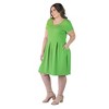 24seven Comfort Apparel Plus Size Scoop Neck Knee Length Pleated Pocket Dress - 2 of 4