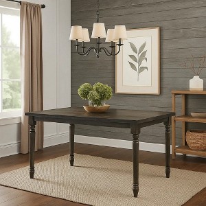 Royal Hampton Style Wooden Dining Table with Rectangular Top and Turned Legs, Gray - 1 of 4