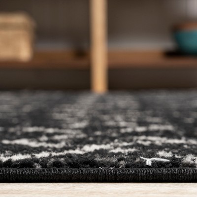 Ivory & Black Trellis Synthetic Easy-Care Rectangular Rug