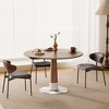 Gaoyangjiaju 47.2" Round Walnut Dining Table for 4–6 People with White Pedestal Base – Modern Farmhouse Kitchen Table for Kitchen - 3 of 4