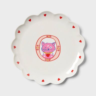 10.5" Novelty Cat Dinner Plate Pink - Pillowfort™