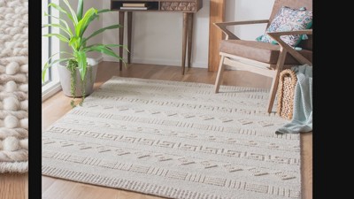 Ivory Hand-Knotted Wool and Viscose 4' x 6' Area Rug