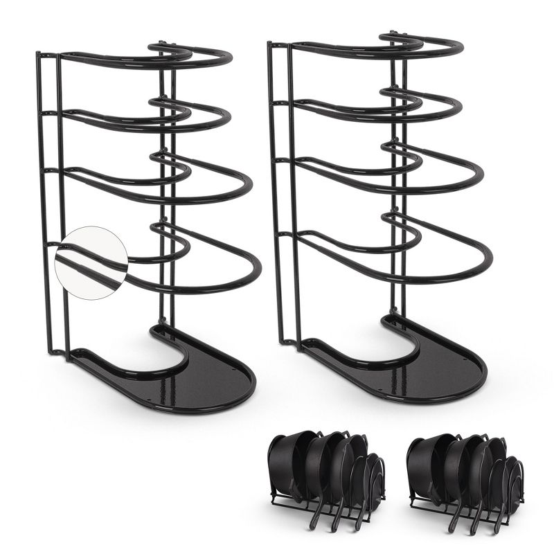 Cuisinel Pan Organizer - 2-PACK of Silicone-Coated Non-Slip 15" Heavy Duty Skillet Rack, 1 of 5