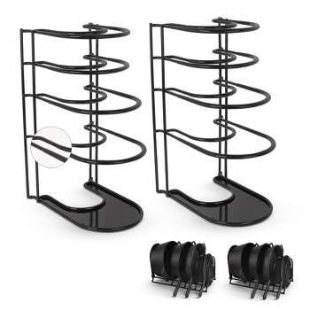 Cuisinel Pan Organizer - 2-PACK of Silicone-Coated Non-Slip 15" Heavy Duty Skillet Rack