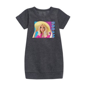 Girls' - Barbie - Summer Time Dream Graphic Short Sleeve Fleece Dress - 1 of 2