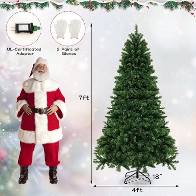 7-Foot Green PVC Christmas Tree with Warm White LED Lights