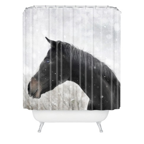 Winter Horse Shower Curtain Gray Deny, Horse Shower Curtains