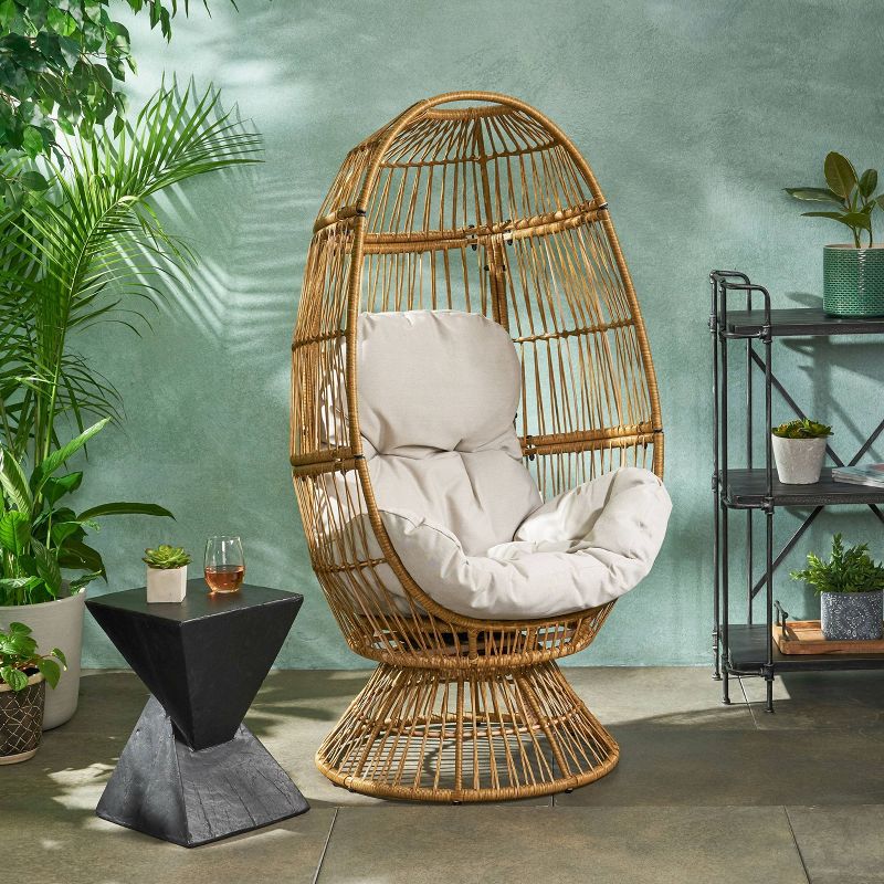 Pintan Wicker Swivel Egg Chair - Christopher Knight Home, 3 of 9