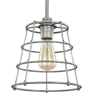 Progress Lighting, Chambers Collection, 1-Light Mini Pendant, Galvanized, Wire-Frame Shade - 1 of 4