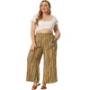 Agnes Orinda Women's Plus Size Boho Palazzo Elastic Waist Stripe Wide Leg Lounge Pants with Pocket - 3 of 4