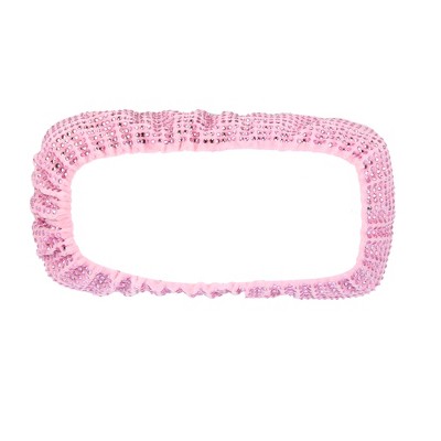 Unique Bargains Bling Faux Crystal Rhinestone Car Inner Rear View Mirror Cover Pink 8.07"x1.57" 1 Pc