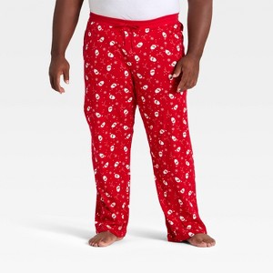 Men's Santa Print Ribbed Holiday Matching Family Pajama Pants - Wondershop™ Red - 1 of 4