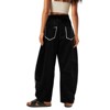 Womens Baggy Wide Leg Pants Casual Fall Trousers Palazzo Pants Drawstring Waist Barrel Sweatpants with Pockets - 2 of 3