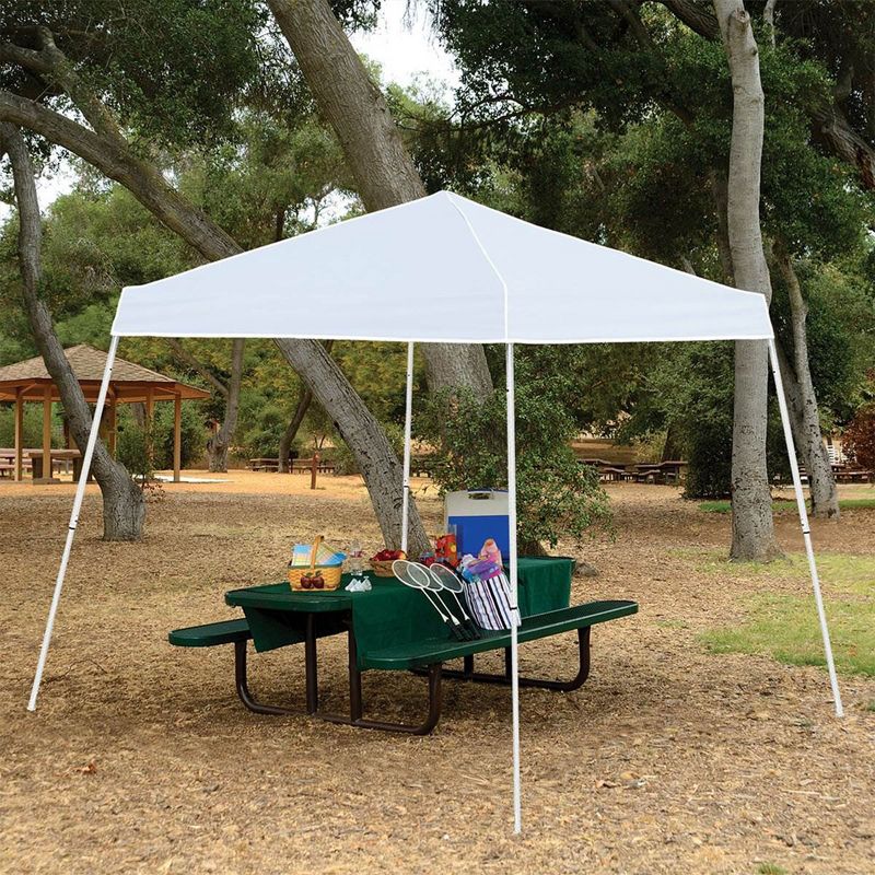 Z-Shade 10 x 10 Foot Push Button Angled Leg Instant Shade Outdoor Canopy Tent Portable Shelter with Steel Frame and Storage Bag, White, 4 of 7