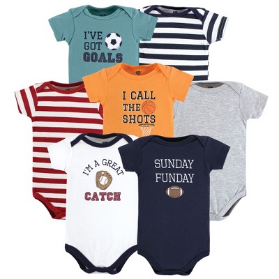 Image of Hudson Baby Cotton Bodysuits, Sports Stripes, 0-3 Months