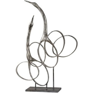 Uttermost Admiration 19 1/4" High Silver Leaf Modern Birds Statue - 1 of 2