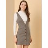 Allegra K Women's V Neck Gingham Check Pinafore Overalls Suspenders Plaid Print Dress - 2 of 4