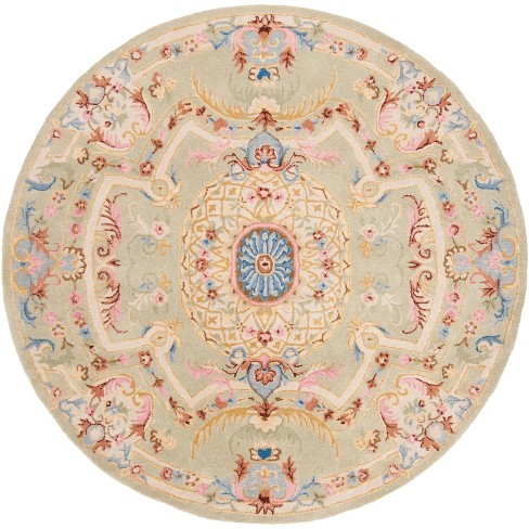 Savonnerie Sav120 Hand Tufted Area Rug - Sage/blue - 6' Round ...