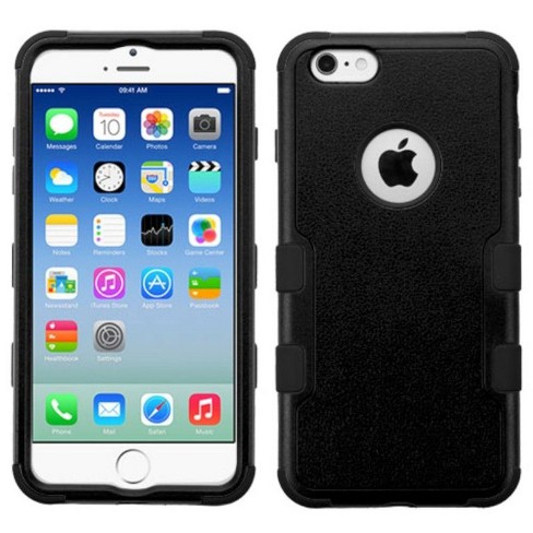 MYBAT For Apple iPhone 6/6s Black Tuff Hard Silicone Hybrid Rubber Case