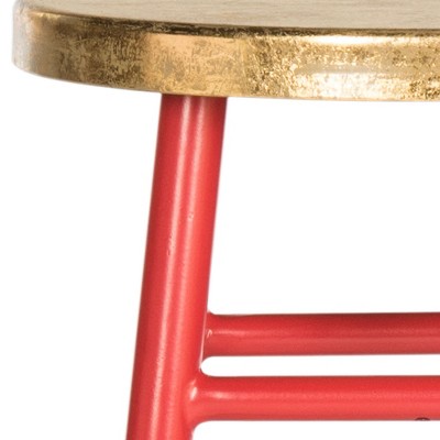 Transitional 24" Red and Gold Metal Counter Stool