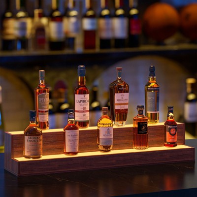 LED Lighted Liquor Bottle Display Shelf Bar Display Shelf, DIY Illuminated Bottle Shelf with App & Remote Control Freestanding Holding Bottles for Home Bar, Party