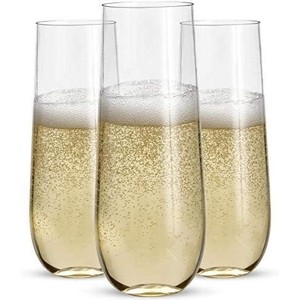 Prestee 9Oz Stemless Plastic Champagne Flute - 12 Pack, Clear - 1 of 4