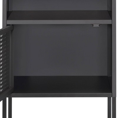 Gemma Contemporary Gray Metal Nightstand with USB Port
