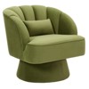 Swivel barrel armchair, 360 degree velvet upholstered armchair with striped backrest, ergonomic design, suitable for living room bedroom backyard etc - 2 of 4