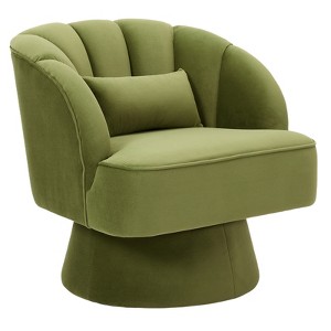 Modern Swivel Barrel Accent Chair - 360 Degree Velvet Upholstered Armchair, Plush Padding, Comfy Round Lounge Chair for Living Room, Bedroom - 1 of 4