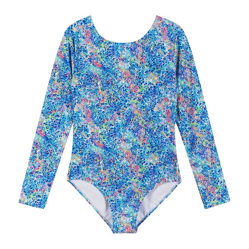Andy & Evan  Kids  Blue Abstract Long Sleeve Swimsuit, 1 of 6