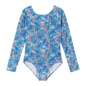 Andy & Evan  Kids  Blue Abstract Long Sleeve Swimsuit