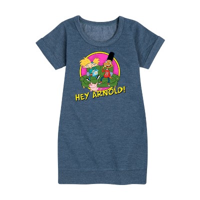 - Hey Arnold! - Arnold and Friends Graphic Short Sleeve Fleece Dress